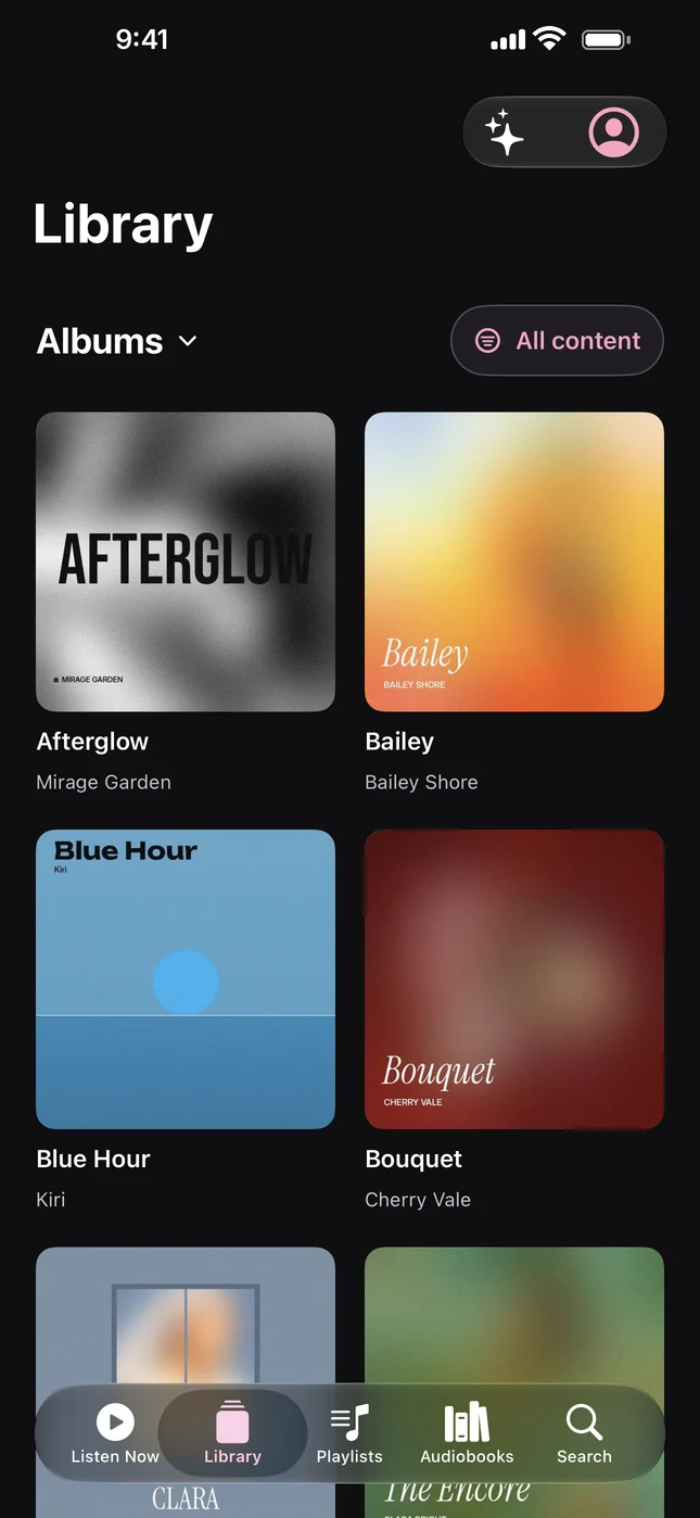 Library albums grid